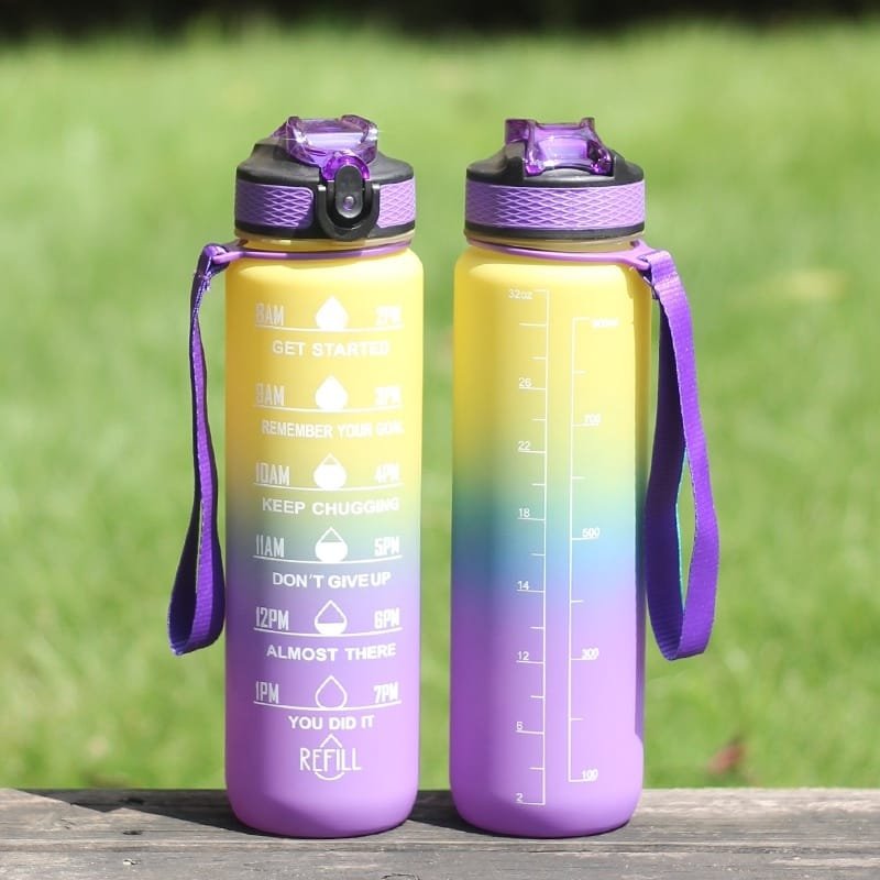 Gradient color graduated water bottle