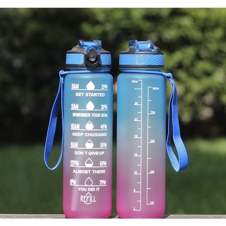 Gradient color graduated water bottle