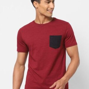 Ajile by Pantaloons Men Red Solid Cotton Lounge T-shirts