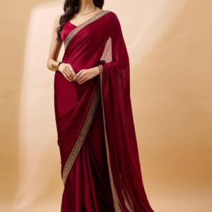 all about you Embroidered Satin Saree