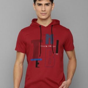 Allen Solly Tribe Men Red & Black Typography Printed Pure Cotton Slim Fit T-shirt