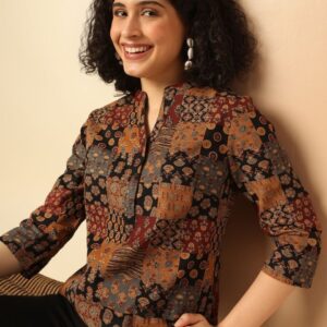 Anouk Ethnic Motifs Printed Cotton Straight Kurta