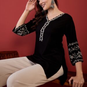 Anouk V-Neck Regular Sleeves Short Kurti