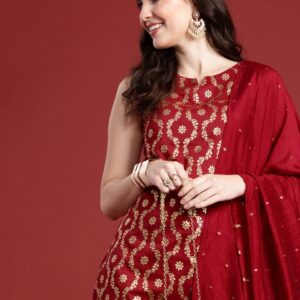 Anouk Women Ethnic Motifs Printed Regular Kurta with Trousers & With Dupatta