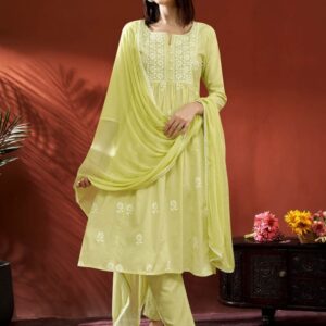 Anouk Women Floral Panelled Thread Work Pure Cotton Kurta with Trousers & With Dupatta
