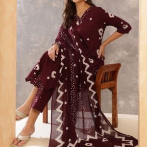 Anouk Women Printed Regular Pure Cotton Kurta With Trousers & Dupatta