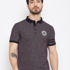 Duke Men Maroon Mandarin Collar Slim Fit T-shirt