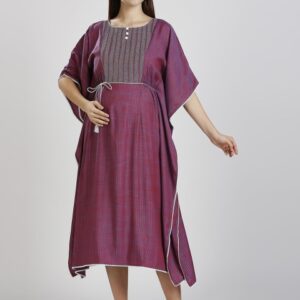DUMMY SHAPE Embroidered Thread Work Floral Maternity Kaftan Dress