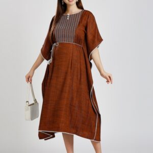 DUMMY SHAPE Striped Thread Work Maternity Kaftan Ethnic Dress