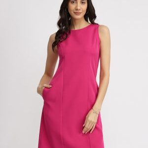 FableStreet Fuchsia Pink Round Neck Shift Dress