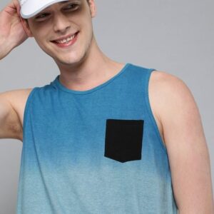 HERE&NOW Men Blue & Grey Melange Dyed T-shirt