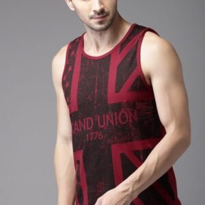 HERE&NOW Men Maroon Printed Round Neck T-shirt