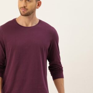 INVICTUS Men Maroon Anti Microbial Solid Round Neck Pure Cotton T-shirt