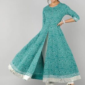 Jaipur Folk Women Blue Geometric Printed Kurta