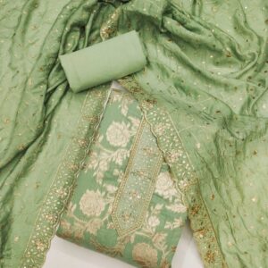 KALINI Ethnic Motifs Embroidered Sequinned Unstitched Dress Material