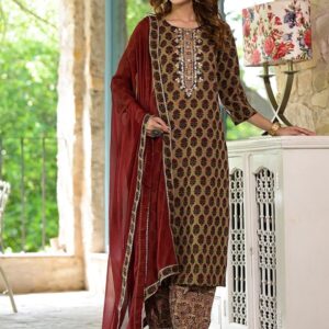 KALINI Floral Printed Pure Cotton Straight Kurta with Salwar & Dupatta