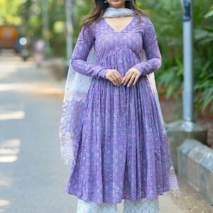 KALINI Women Floral Printed Pleated Kurta With Trousers & Dupatta