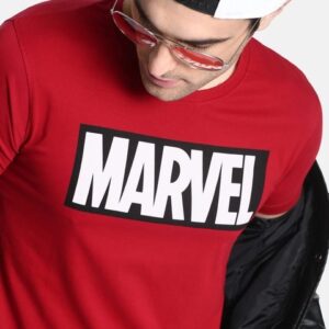 Kook N Keech Marvel Men Red White Printed Round Neck Pure Cotton T-shirt