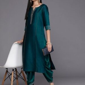 Libas Women Teal Green Solid Kurta