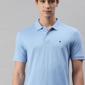 Louis Philippe Men Blue Polo Collar T-shirt