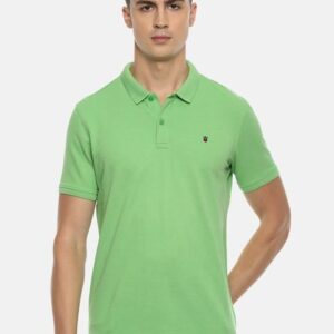 Louis Philippe Sport Men Green Solid Polo Collar T-shirt
