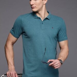 Louis Philippe Sport Men Teal Polo Collar T-shirt