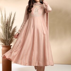 MOKOSH Floral Embroidered Anarkali Kurta With Trousers & Dupatta