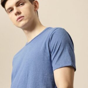 Mr Bowerbird Men Blue Solid Tailored Fit Round Neck Pure Cotton T-shirt