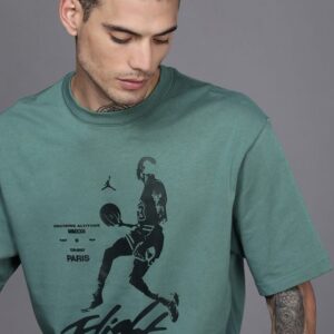 Nike Men Teal Green Printed Pure Cotton Basketball T-shirt