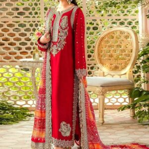 ODETTE Embroidered Semi-Stitched Dress Material