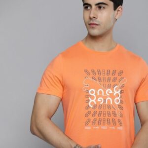 one8 x PUMA Men Orange Brand Logo Printed Pure Cotton T-shirt