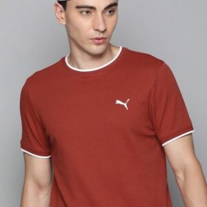 Puma Men Red Self Designed T-shirt