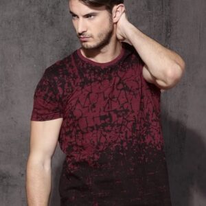 Roadster Men Red All-Over-Printed Cotton Pure Cotton T-shirt