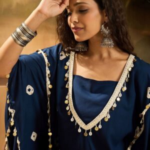 Sangria Bandhej Printed Kaftan Tube Top & Sharara Set