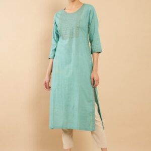 Soch Women Blue Embroidered Flared Sleeves Kurta
