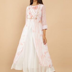 Soch Women Peach Printed Flared Kurta