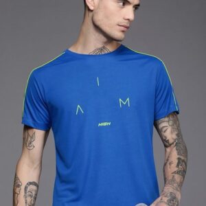 WROGN ACTIVE Men Blue Graphic Printed Casual T-shirt