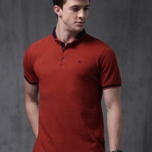 WROGN Men Red Polo Cotton Pure Cotton T-shirt