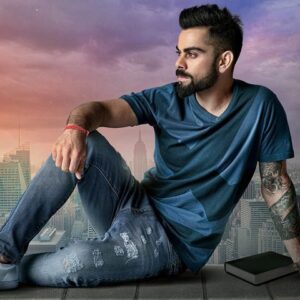 WROGN Men Teal Blue Graphic Printed Cotton T-shirt