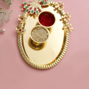 Aapno Rajasthan Glossy Oval Pooja Thali