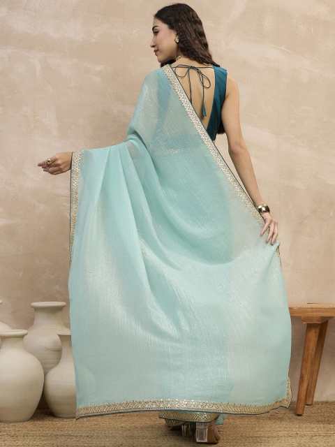 all about you Sequinned Organza Designer Saree