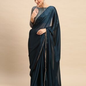 all about you Women Solid Embellished Zari Poly Georgette Celebrity Saree