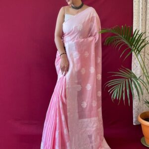 all about you Woven Design Pure Linen Kanjeevaram Saree