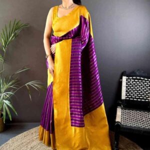 all about you Woven Design Zari Pure Silk Kanjeevaram Saree