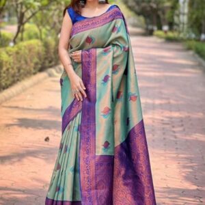 all about you Woven Design Zari Pure Silk Kanjeevaram Saree