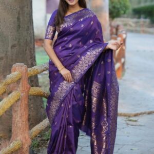 all about you Woven Design Zari Pure Silk Kanjeevaram Saree