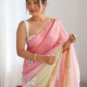 Anouk Embellished Sequinned Pure Chiffon Saree