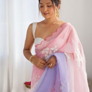 Anouk Embellished Sequinned Pure Chiffon Saree