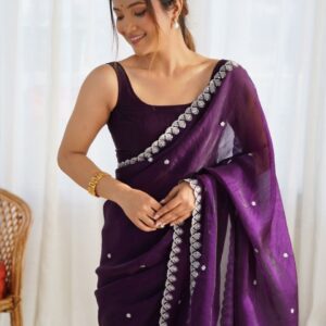 Anouk Embellished Sequinned Tissue Saree