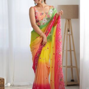Anouk Floral Embellished Sequinned Saree